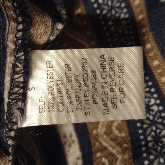 Polagram Navy Tan Floral and Striped Maxi Dress S - Picture 8 of 9